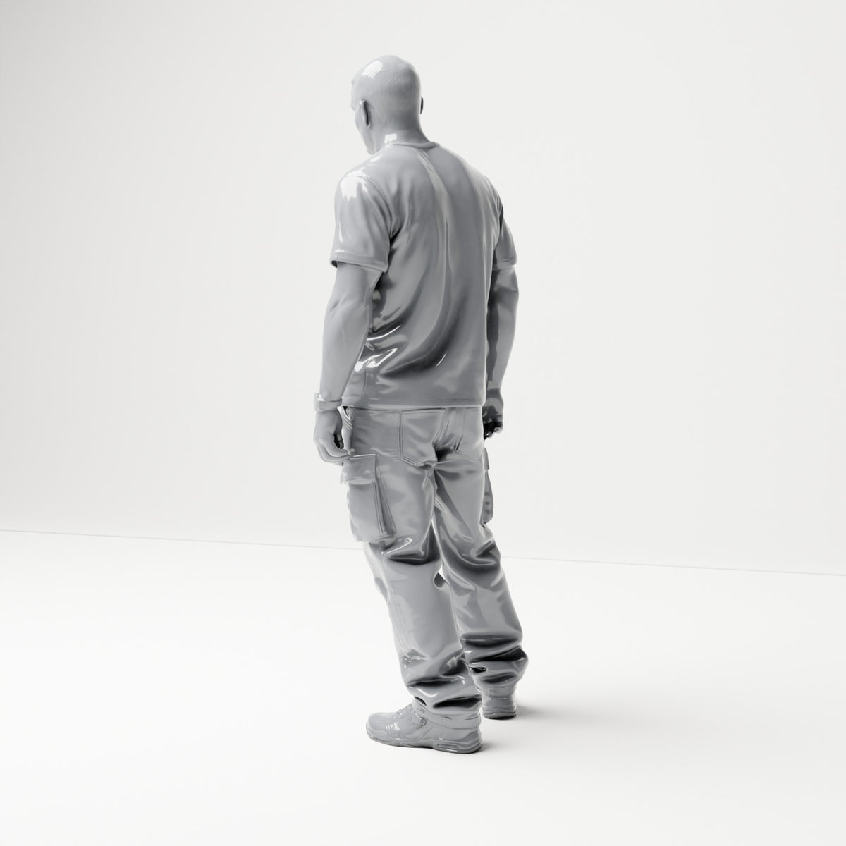 Foto de producto para modelismo de dioramas 2: figura de pie: hombre con camiseta, pantalones cargo y zapatillas deportivas (B071)
