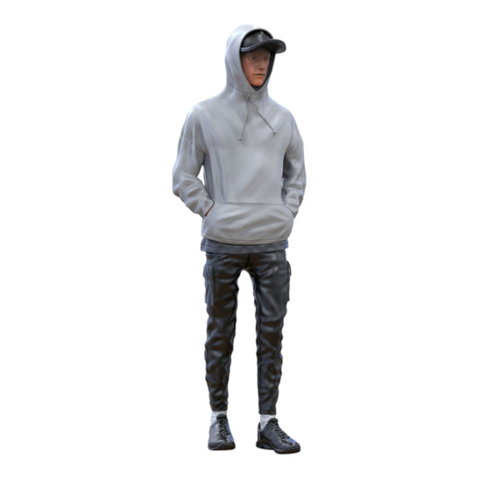 Produktfoto Diorama und Modellbau Miniatur Figur: Mann mit Hoodie