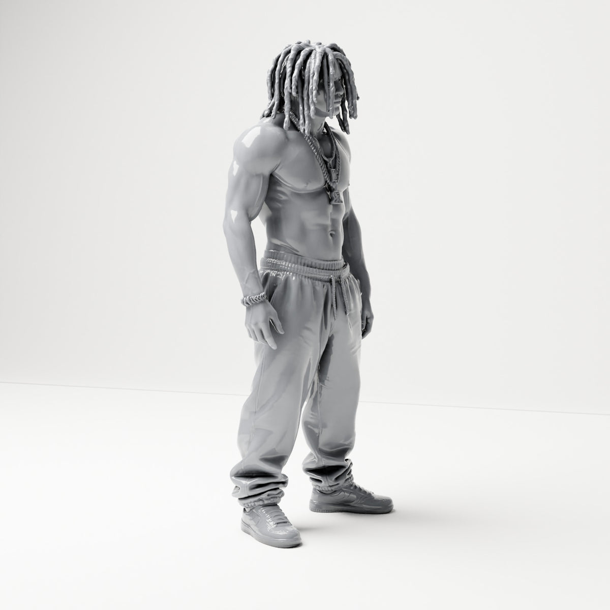 Diorama Modellbau Produktfoto 3: Stehende Figur: Mann mit locker sitzender Hose, Turnschuhen & Halskette (B078)