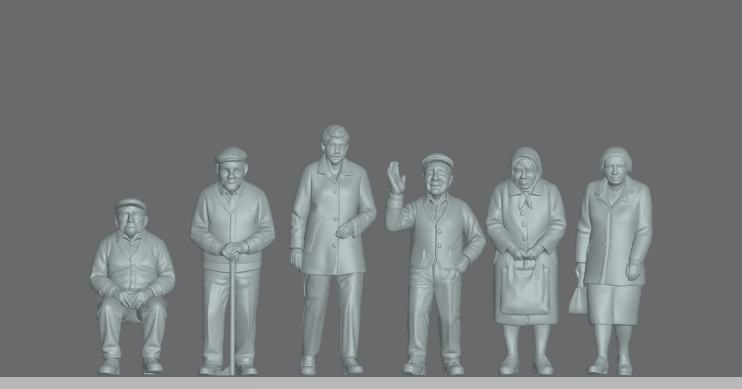 Produktfoto Figur H0, 1:72 - 0: Greise und Rentner Figuren Set (6 Figuren)
