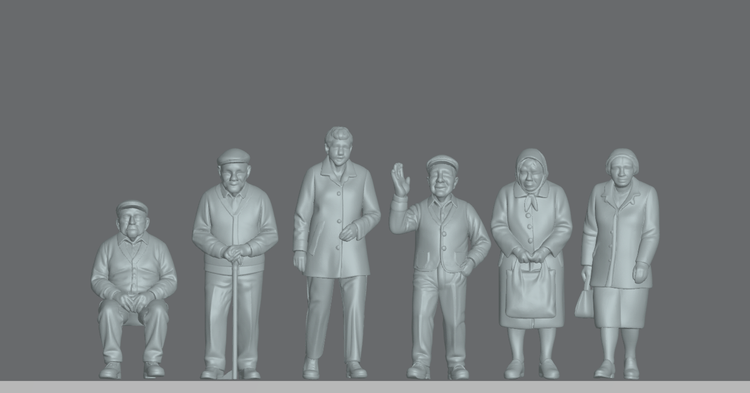 Produktfoto Figur H0, 1:72 - 0: Greise und Rentner Figuren Set (6 Figuren)