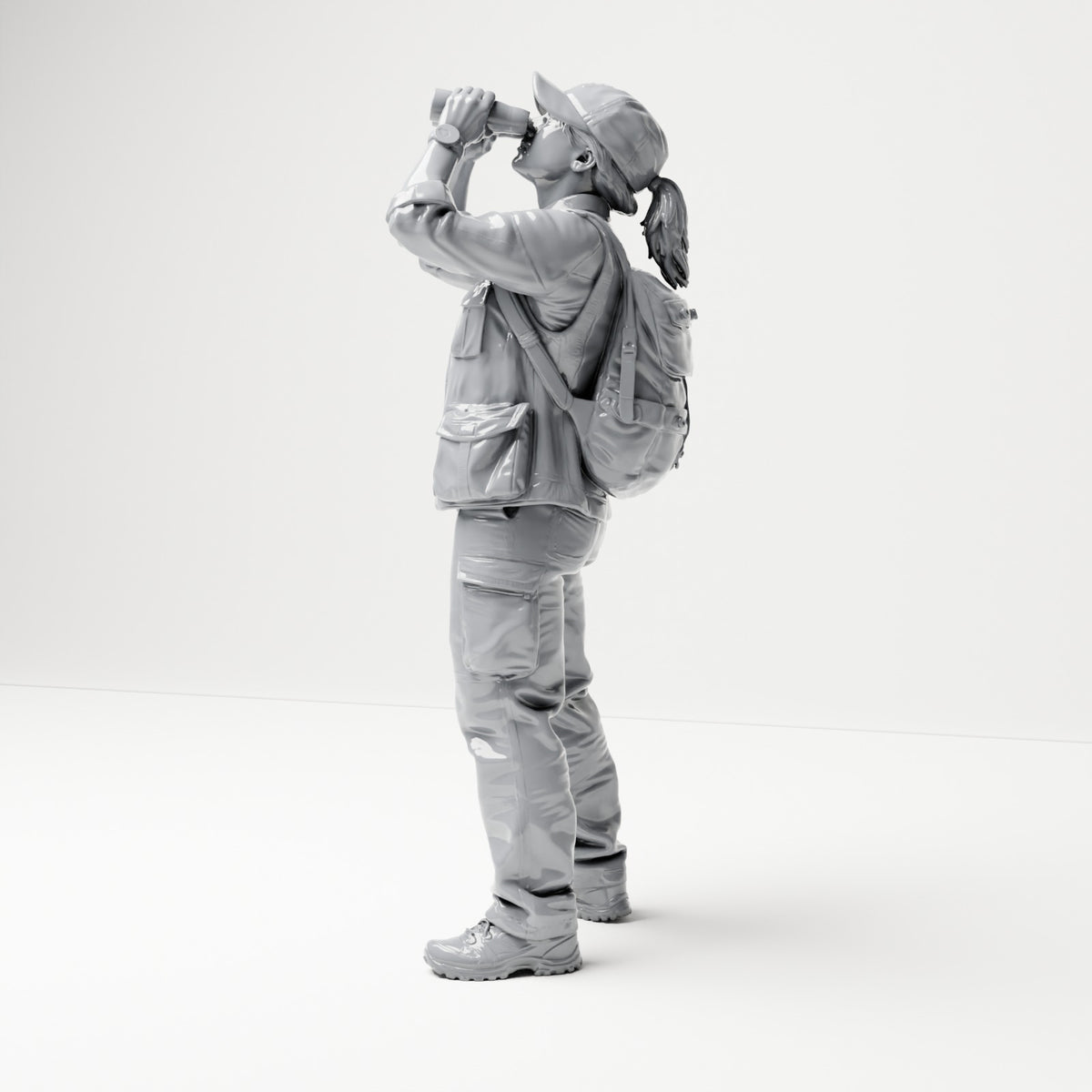 Diorama Modellbau Produktfoto 1: Stehende Figur: Vogelbeobachterin mit Fernglas (B082)