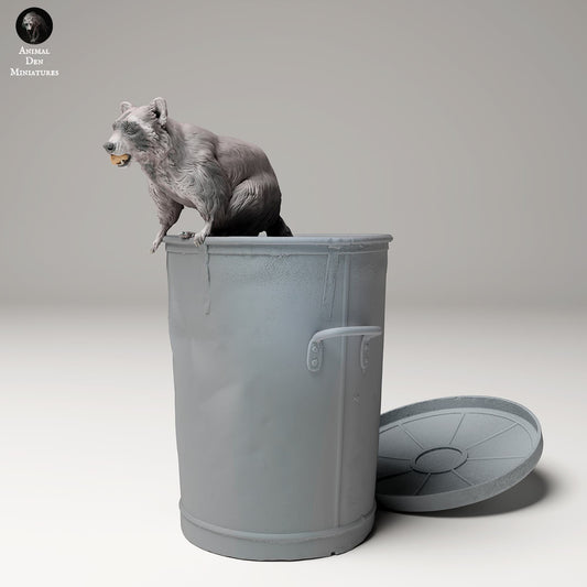 Produktfoto Tier Figur Diorama, Modellbau: 0: Wildtier Figur: Waschbär am Müll – Gewöhnlicher Waschbär (Ref 24_09_09)