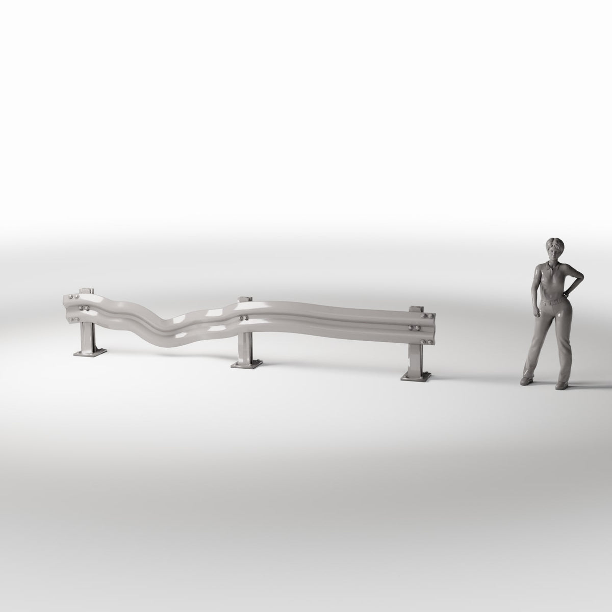 Diorama Modellbau Produktfoto 1: Diorama Straße: Beschädigte Leitplanke (Ref. 1000D)