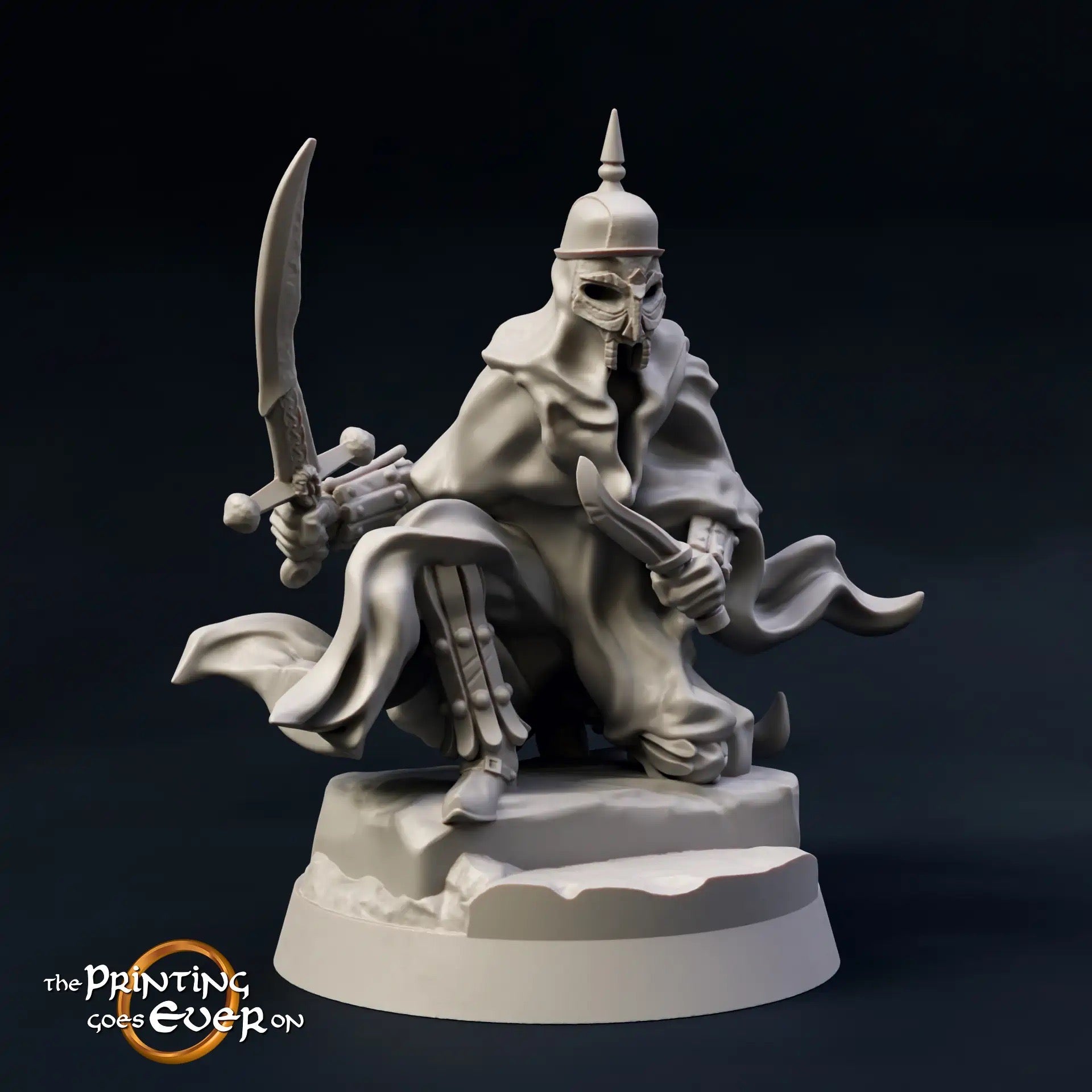 Produktfoto Tabletop 28mm The Printing Goes Ever On (TPGEO)  0: Dunkle Krieger im Kampf mit tapferen Krieger: Schwarze Gestalten überfallen Helden