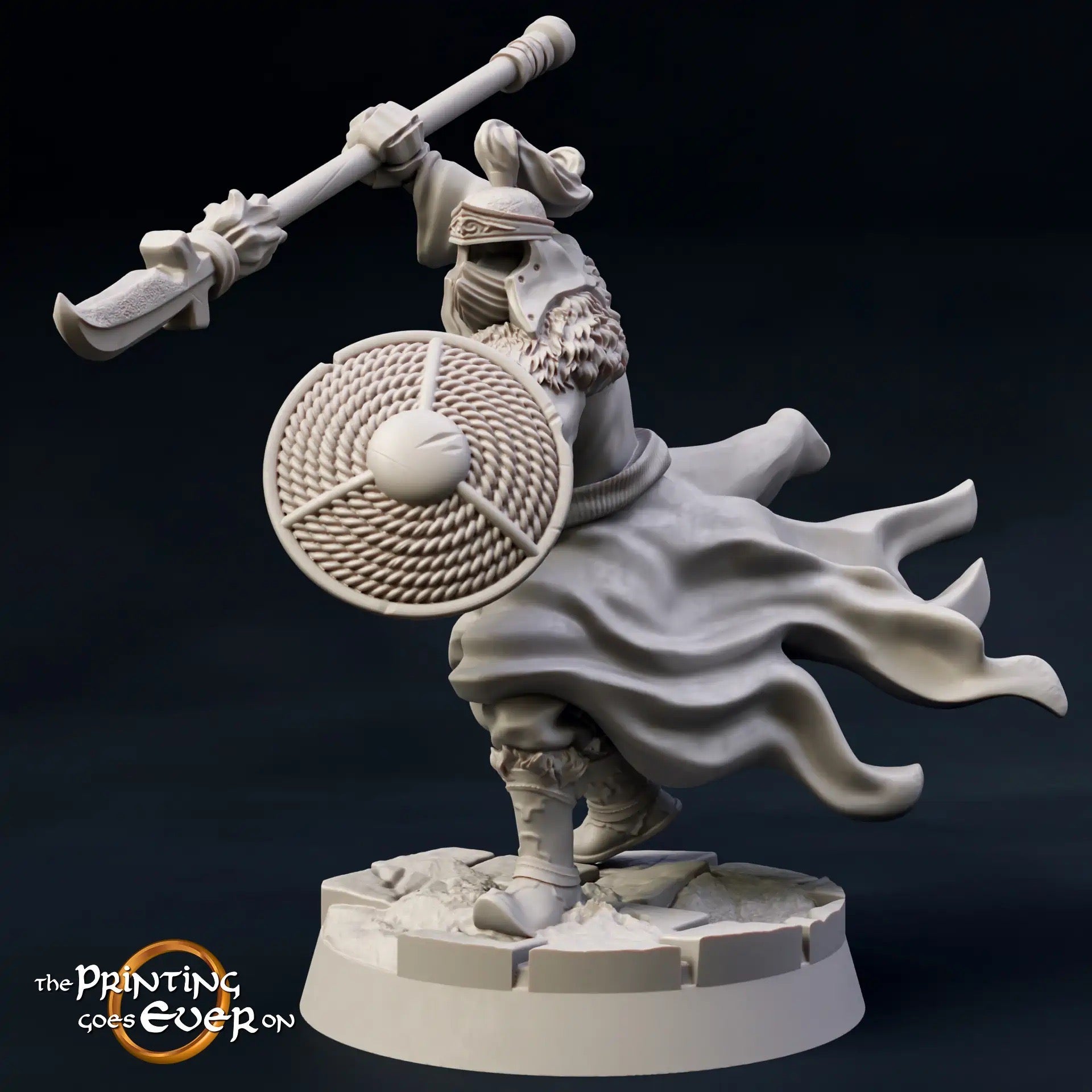 Produktfoto Tabletop 28mm The Printing Goes Ever On (TPGEO)  0: Dunkle Krieger im Kampf mit tapferen Krieger: Schwarze Gestalten überfallen Helden