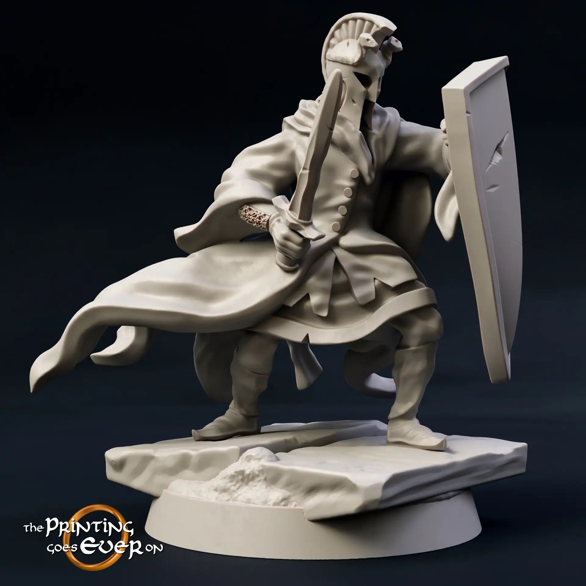 Produktfoto Tabletop 28mm The Printing Goes Ever On (TPGEO)  0: Dunkle Krieger im Kampf mit tapferen Krieger: Schwarze Gestalten überfallen Helden