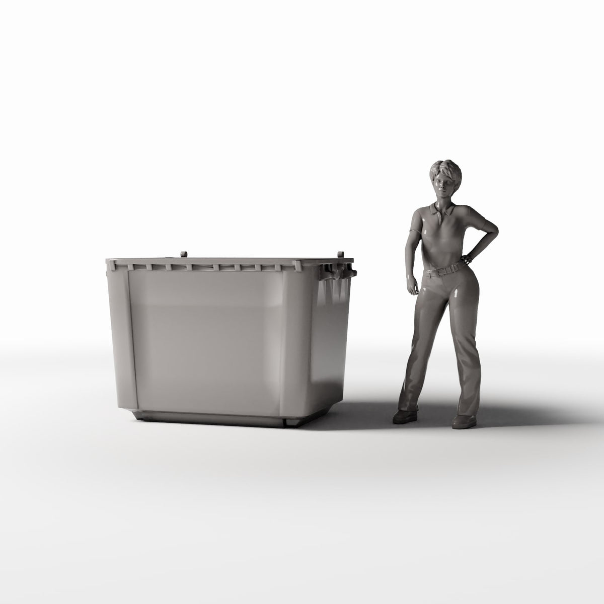 Diorama Modellbau Produktfoto 1: Diorama Stadt: Großer Müllcontainer mit Deckel (Ref. 1168D)
