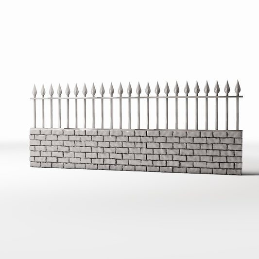 Foto de producto de diorama y modelismo 0: Diorama de jardín: muro bajo de ladrillo con valla metálica (Ref. 1195D)