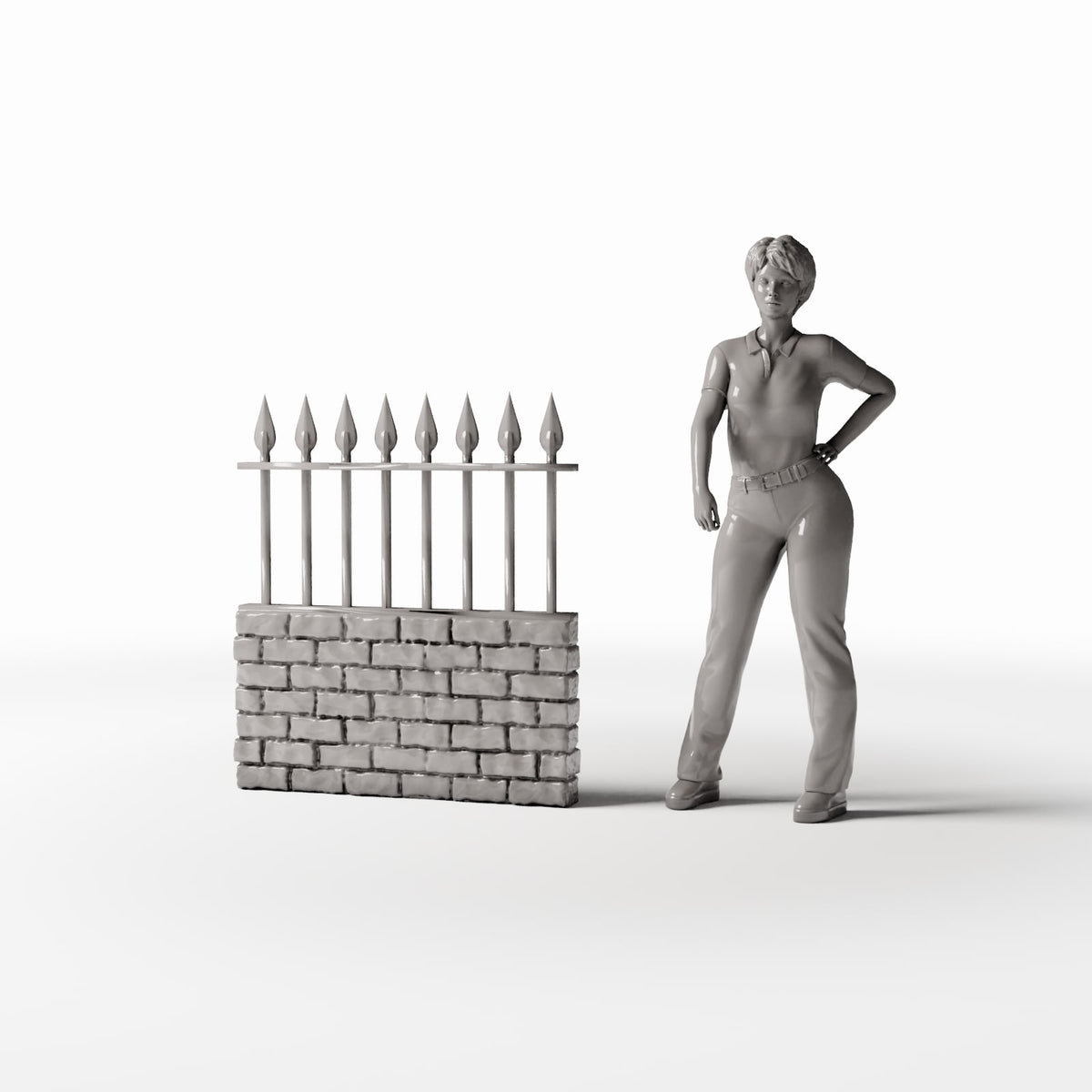 Foto de producto de diorama y modelismo 1: Arquitectura para dioramas: Muro bajo de ladrillo con valla metálica (Ref. 1197D)