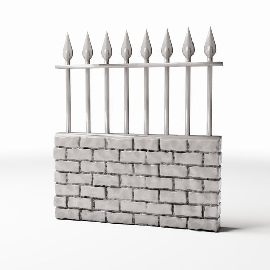 Foto de producto de diorama y modelismo 0: Arquitectura para dioramas: Muro bajo de ladrillo con valla metálica (Ref. 1197D)