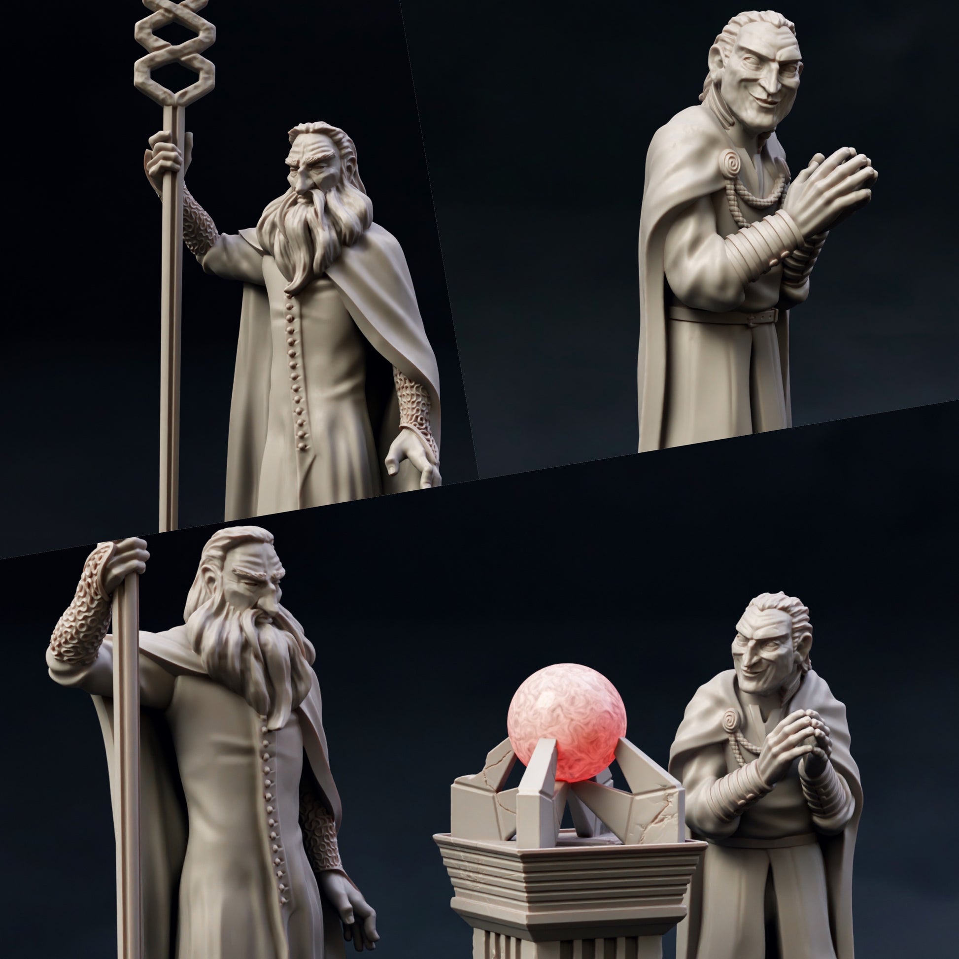Produktfoto Tabletop 28mm The Printing Goes Ever On (TPGEO)  0: Weißer Zauberer mit Diener: Böser Magier mit Zauber Kugel Artefakt