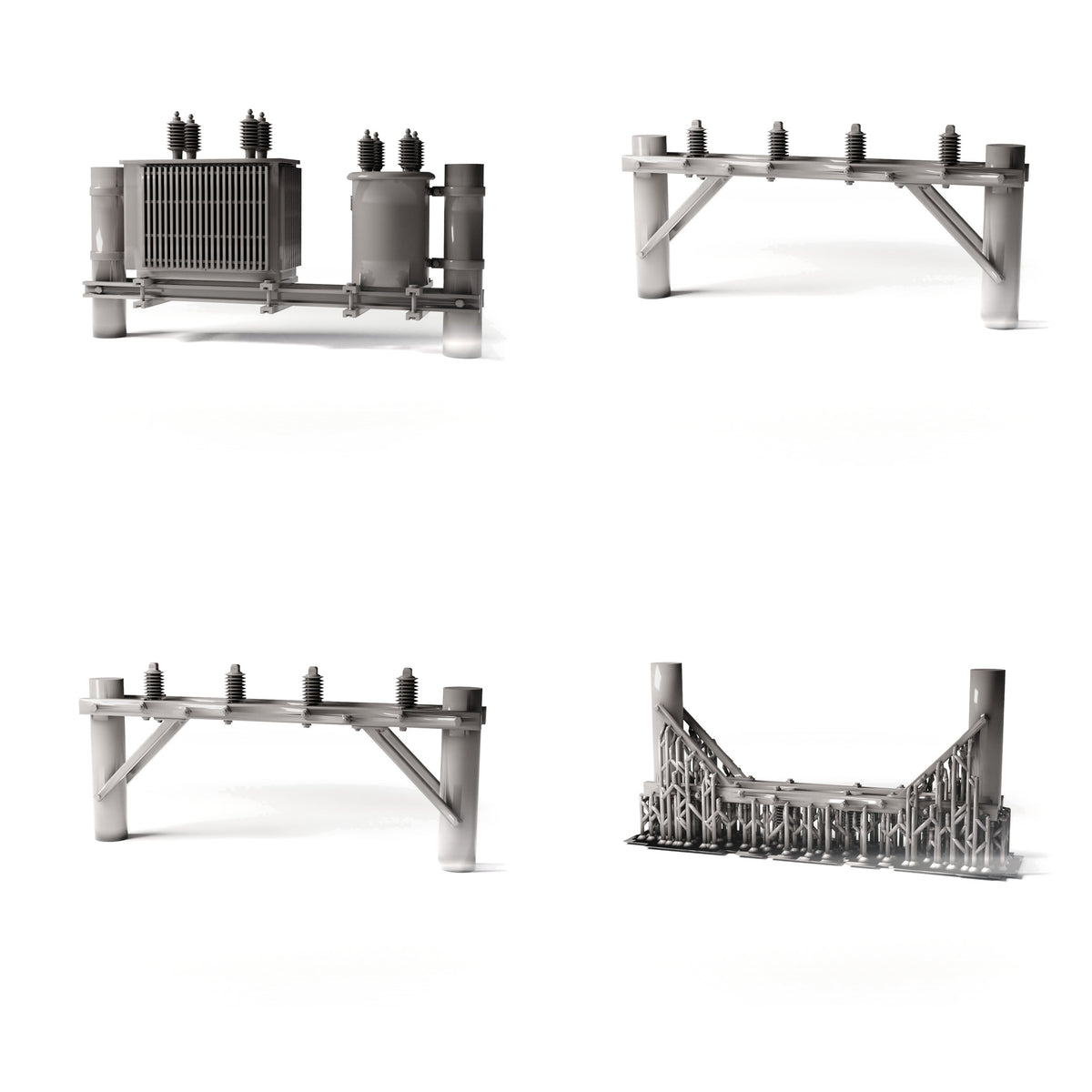 Foto de producto de modelismo de diorama 0: infraestructura para diorama: poste de hormigón con transformador de potencia como conjunto (Ref. 1231D)
