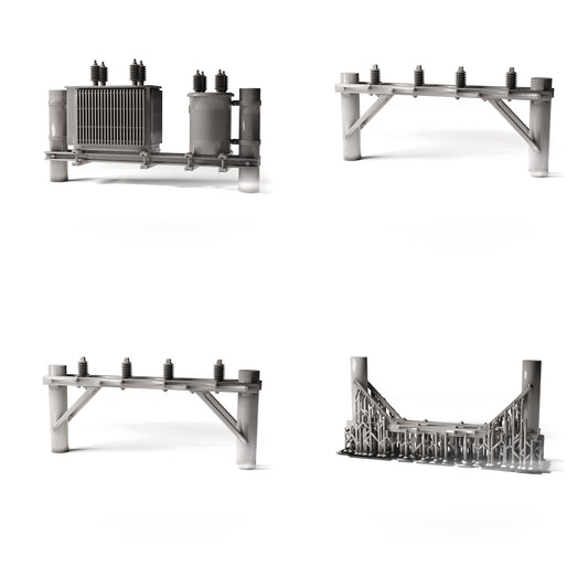 Foto de producto de modelismo de diorama 0: infraestructura para diorama: poste de hormigón con transformador de potencia como conjunto (Ref. 1231D)