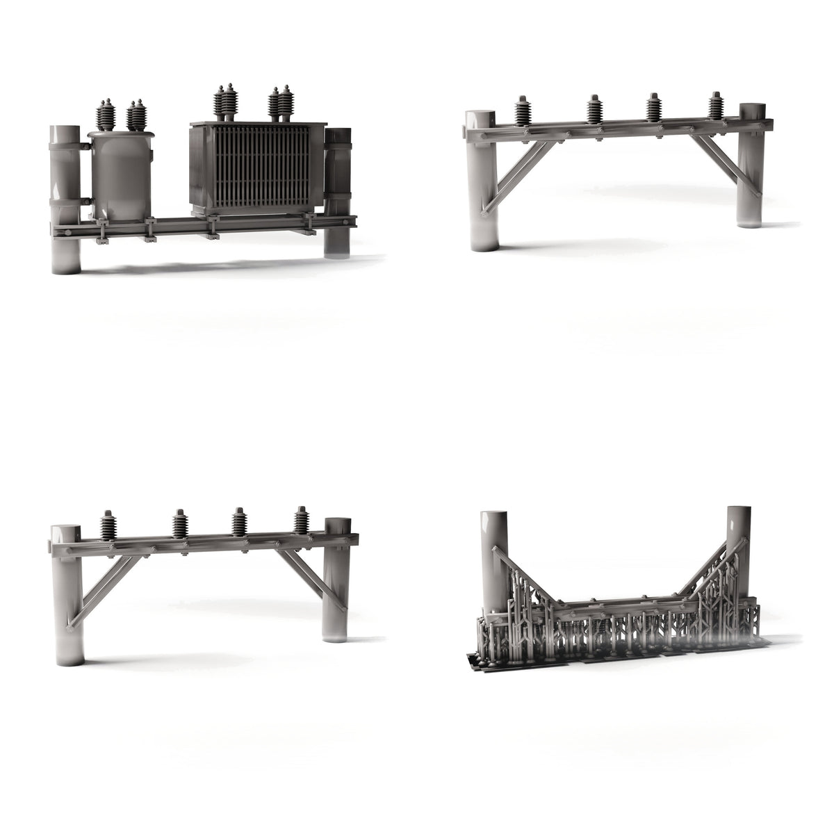 Foto de producto de modelismo de diorama 3: infraestructura de diorama: poste de hormigón con transformador de potencia como conjunto (Ref. 1231D)