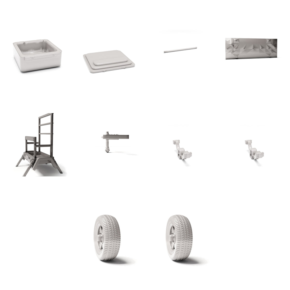 Foto de producto de modelismo de diorama 3: Infraestructura para dioramas: remolque móvil con flecha de tráfico como kit de montaje (Ref. 1249D)
