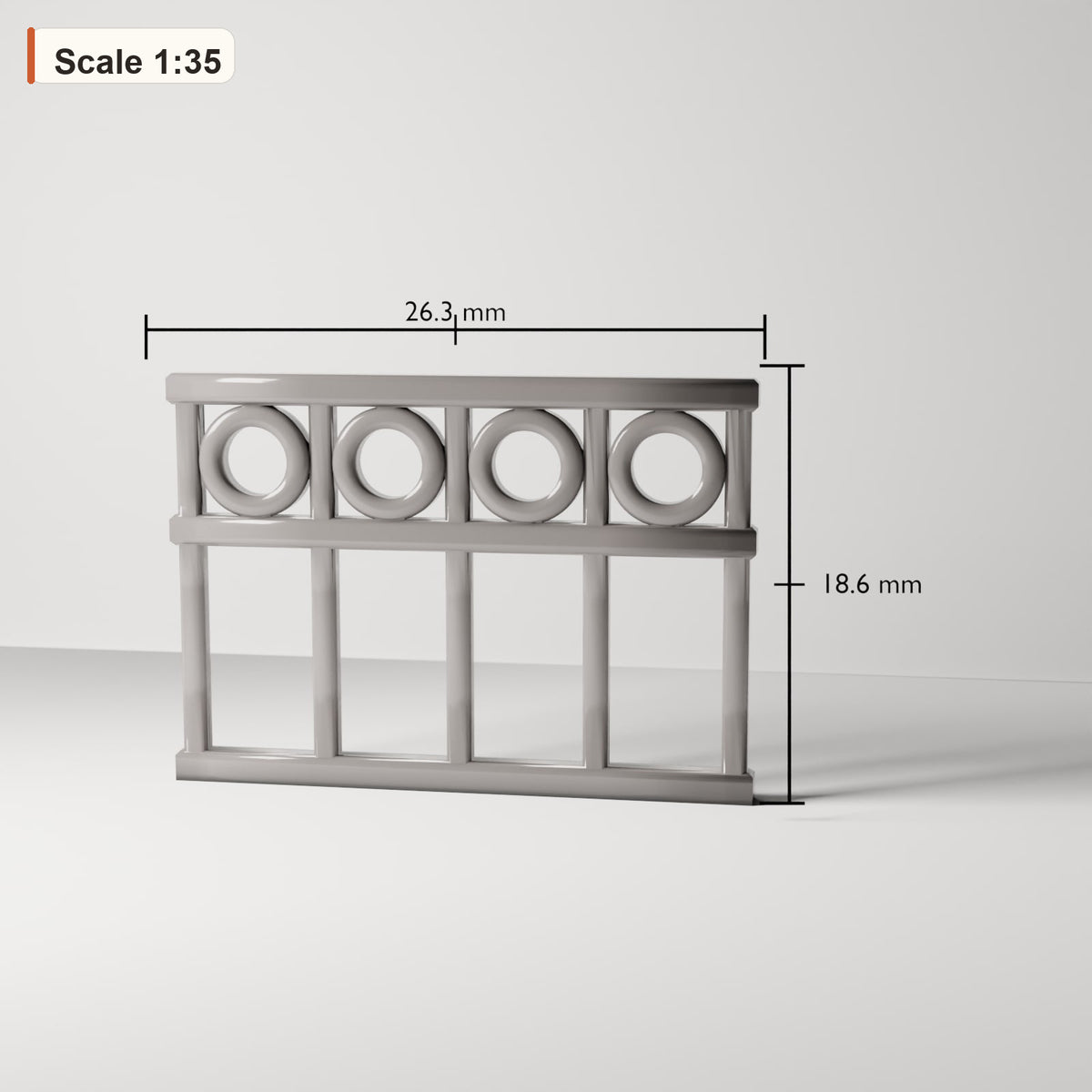 MyPortal 132 1: Terreno para diorama: elemento de valla decorativo con anillas (Ref. 132D)