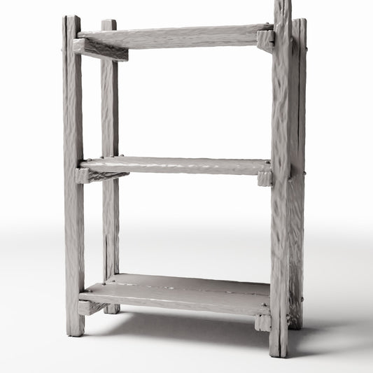 Foto de producto de diorama y modelismo 0: Mobiliario para dioramas: estantería rústica en miniatura con escalera (Ref. 1483D)