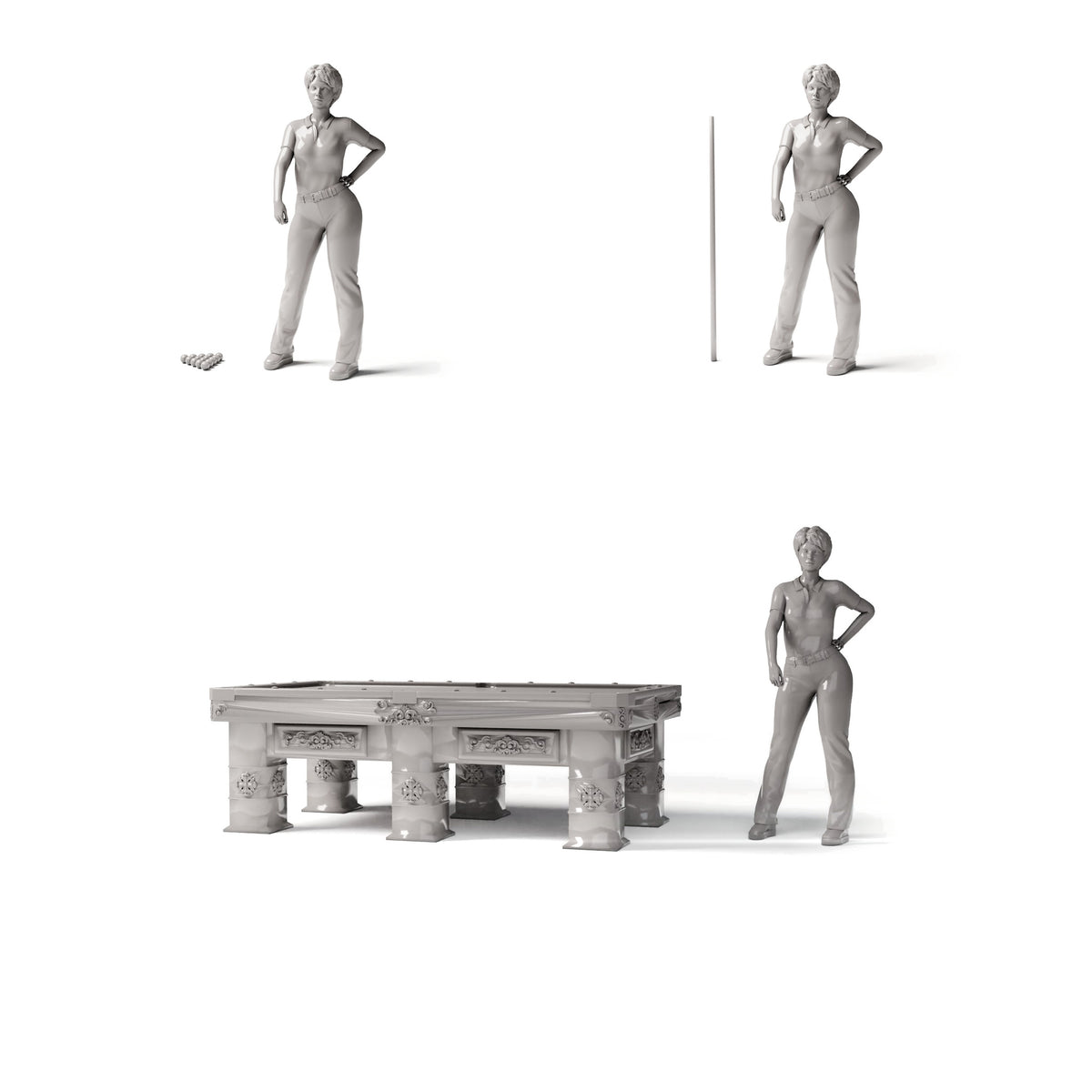 Foto de producto de modelismo de diorama 1: Muebles para diorama: mesa de billar suntuosa con accesorios (Ref. 1509D)