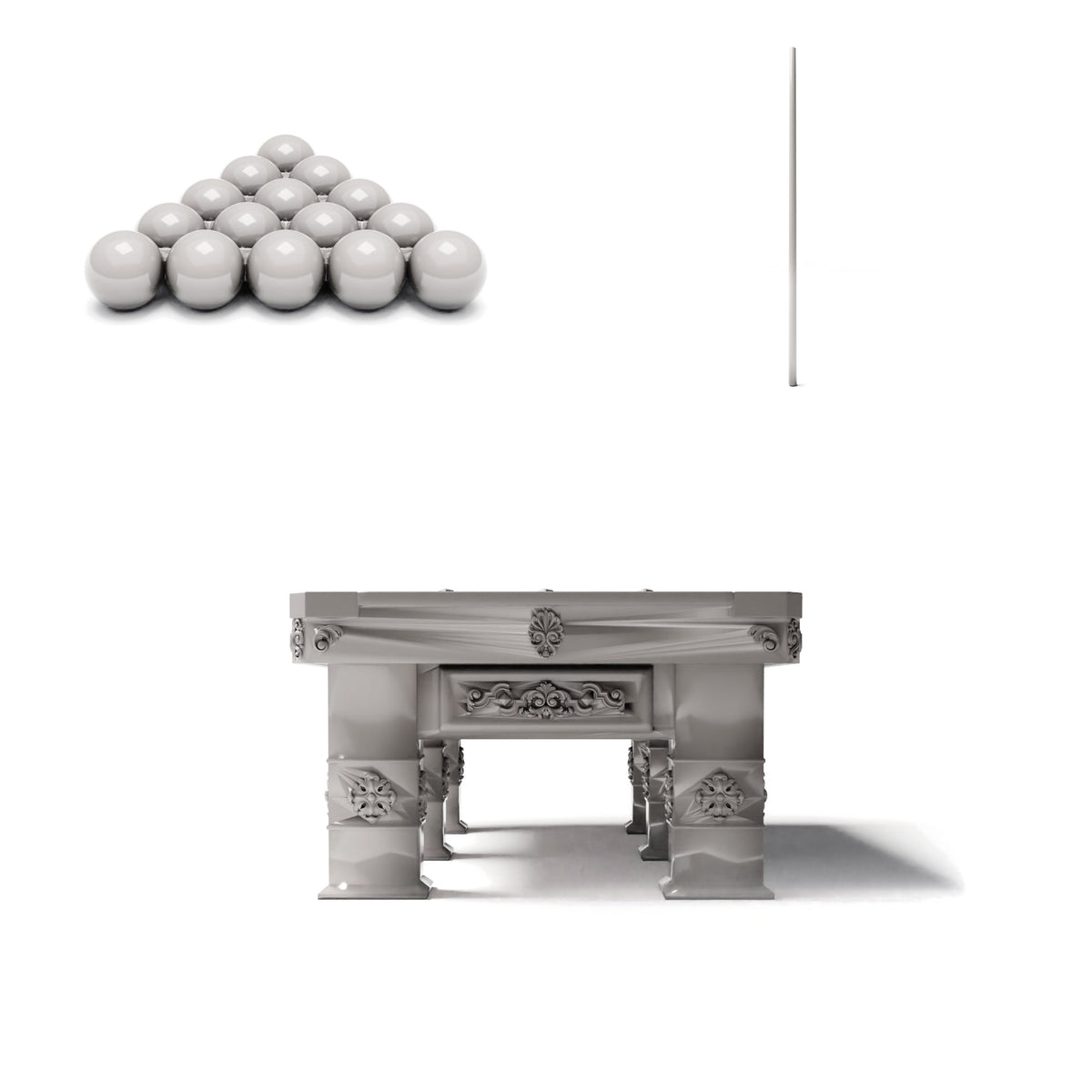 Foto de producto de modelismo de diorama 2: Muebles para diorama: mesa de billar ornamentada con accesorios (Ref. 1509D)