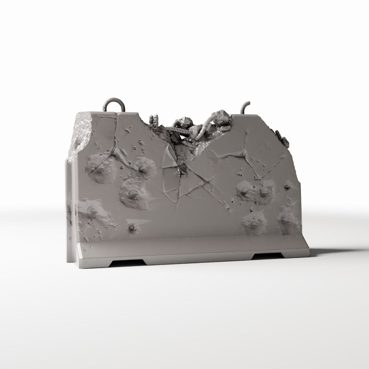 Diorama Modellbau Produktfoto 3: Diorama Militär: Beschädigte Beton-Sperrbarriere für Stadtdiorama (Ref. 1663D)
