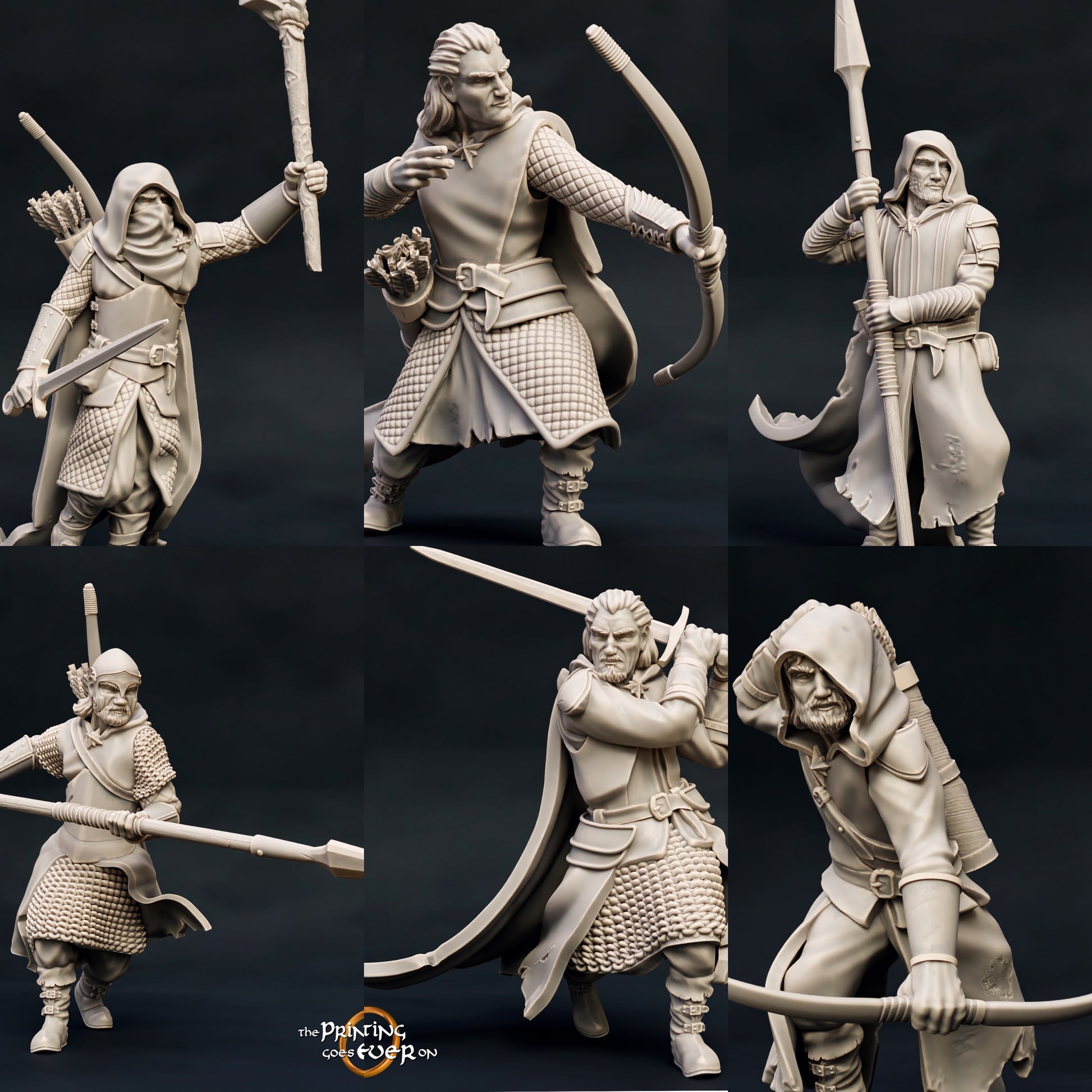Foto del producto Tabletop 28mm The Printing Goes Ever On (TPGEO) 0: Guerrero de los exploradores: Ranger del bosque con espada, lanza y arco