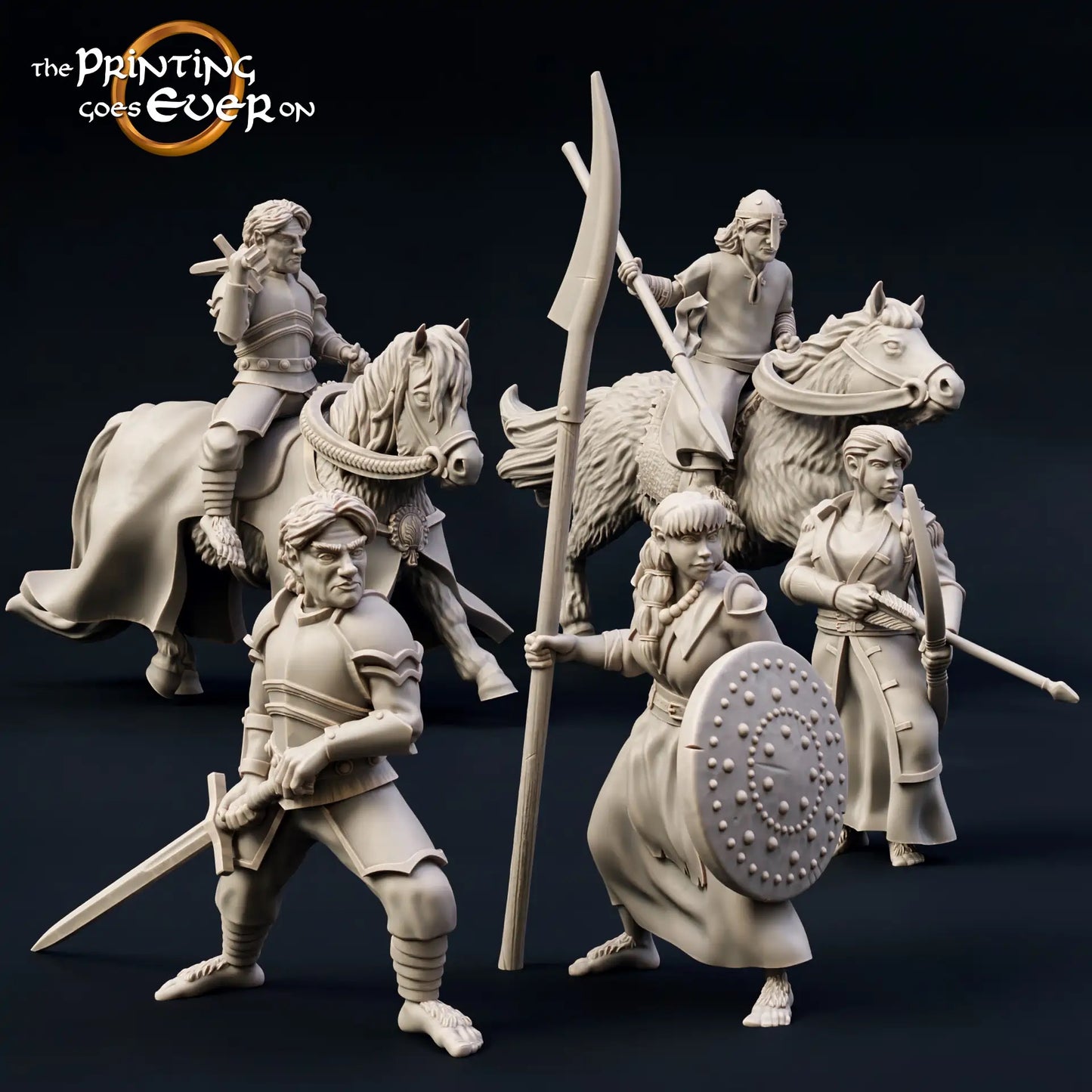Foto del producto Tabletop 28mm The Printing Goes Ever On (TPGEO) 0: Escuadra de Halflings: Guerreros valientes - Infantería y jinetes