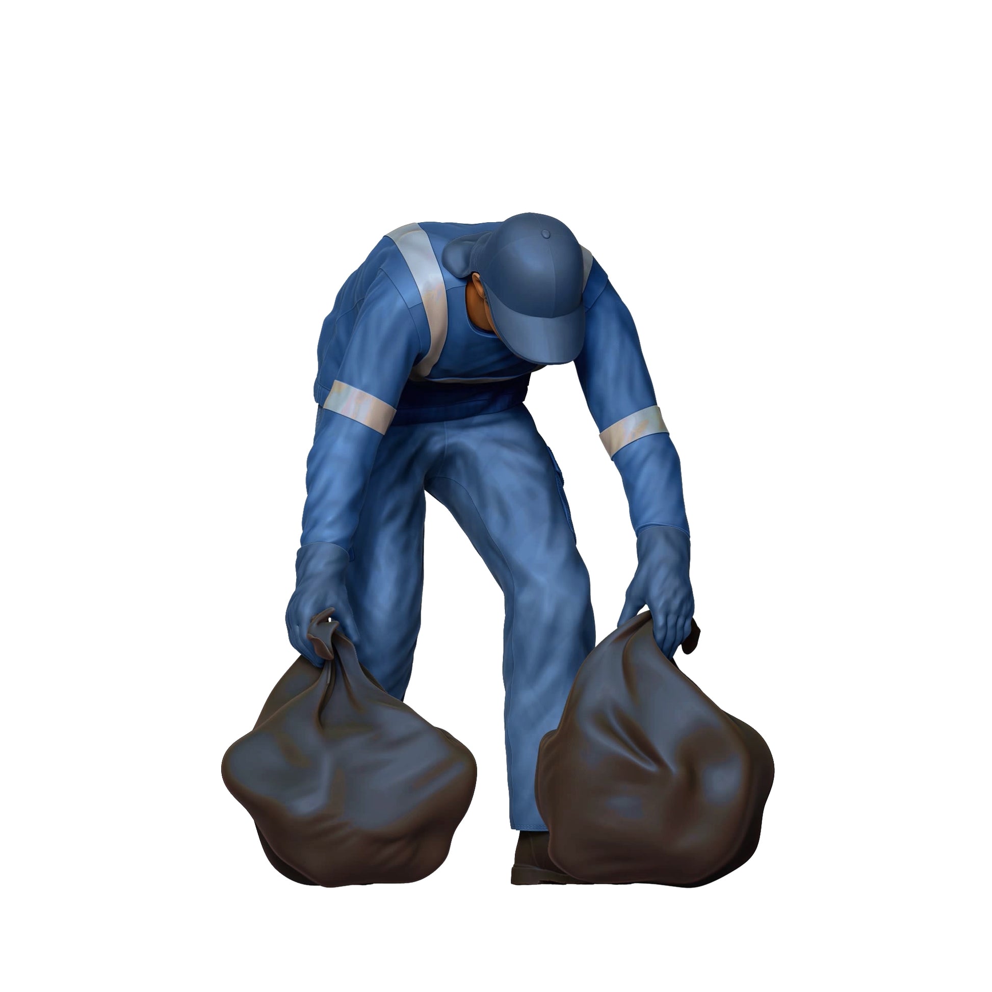 Produktfoto Diorama und Modellbau Miniatur Figur: Müllabfuhr Team - Müllmann mit Müllsack 1