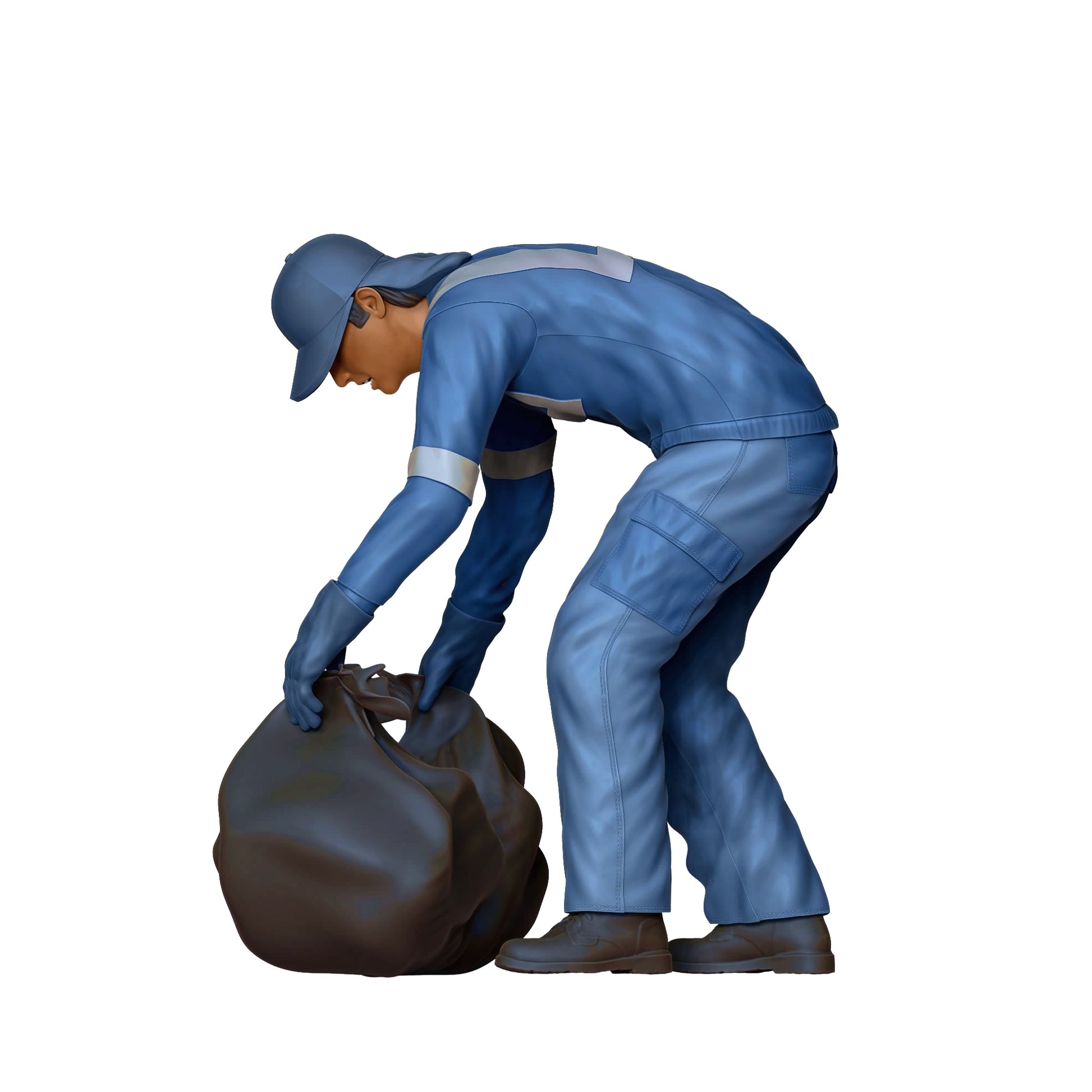 Produktfoto Diorama und Modellbau Miniatur Figur: Müllabfuhr Team - Müllmann mit Müllsack 1