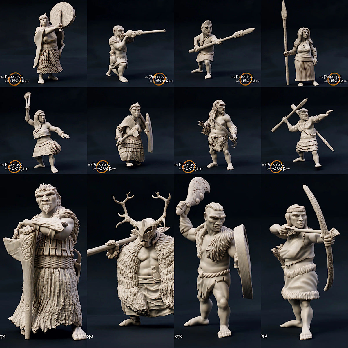 Foto del producto Tabletop 28mm The Printing Goes Ever On (TPGEO) 0: Miembros nativos de la tribu: Hombres salvajes de la jungla - Jefe y guerrero