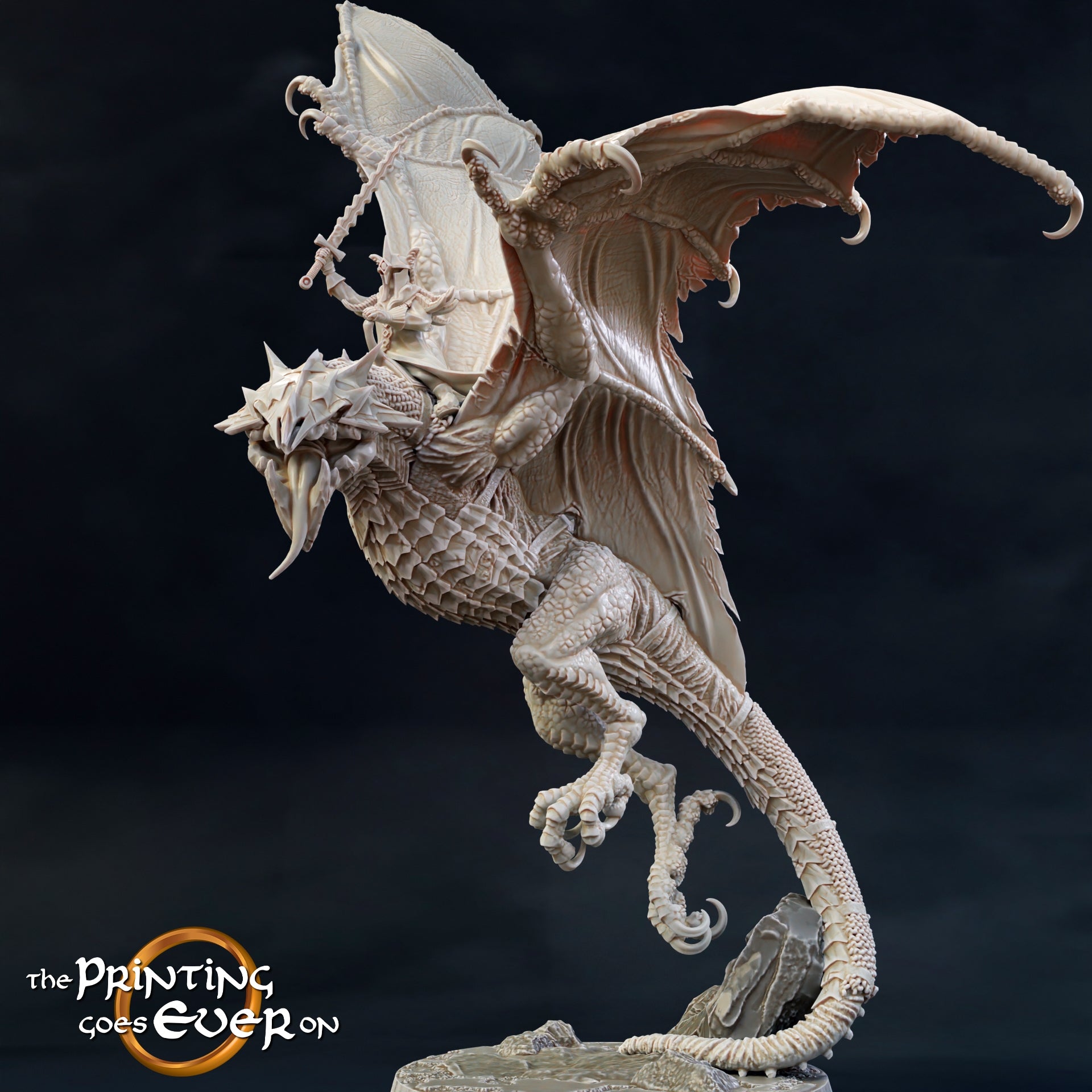 Foto del producto Tabletop 28mm The Printing Goes Ever On (TPGEO) 0: Bestia alada: Dragón con jinete - Criatura gigante