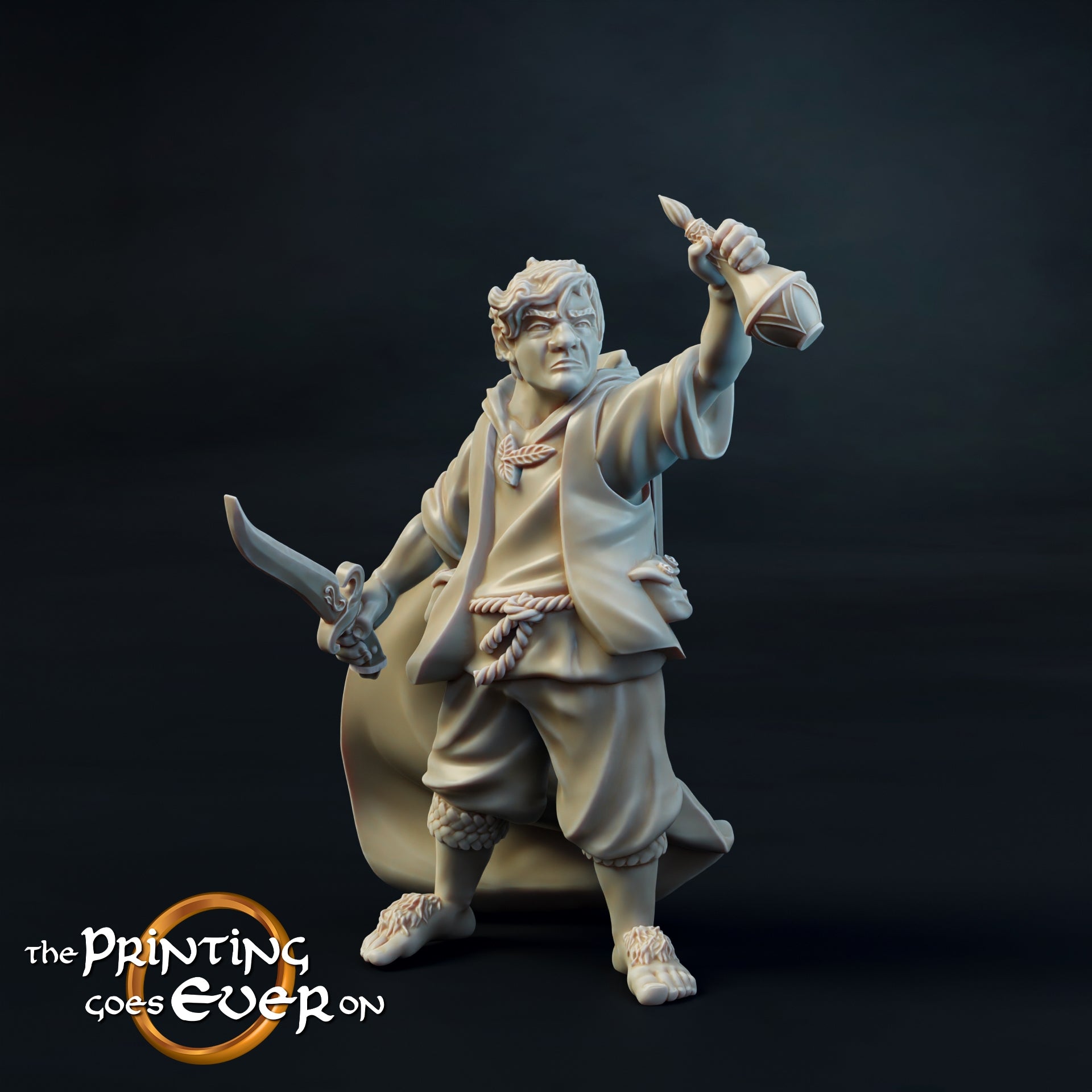 Foto del producto Tabletop 28mm The Printing Goes Ever On (TPGEO) 0: Halfling Cazador de Arañas: Explorador de Cuevas con Fuente de Luz y Daga