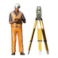 Foto del producto 0: Trabajador de la construcción con trípode: Agrimensor en el sitio de construcción