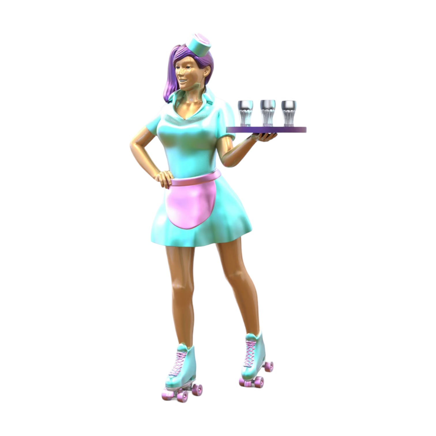 Foto del producto 0: Camarera sobre patines 2: Servicio con tablet trae bebidas