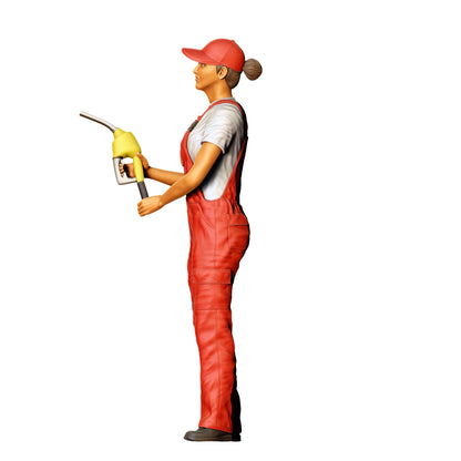Foto del producto de modelismo en diorama 0: Mecánica en overol – Figura con pistola de combustible y gorra (Ref. Nr. 432)