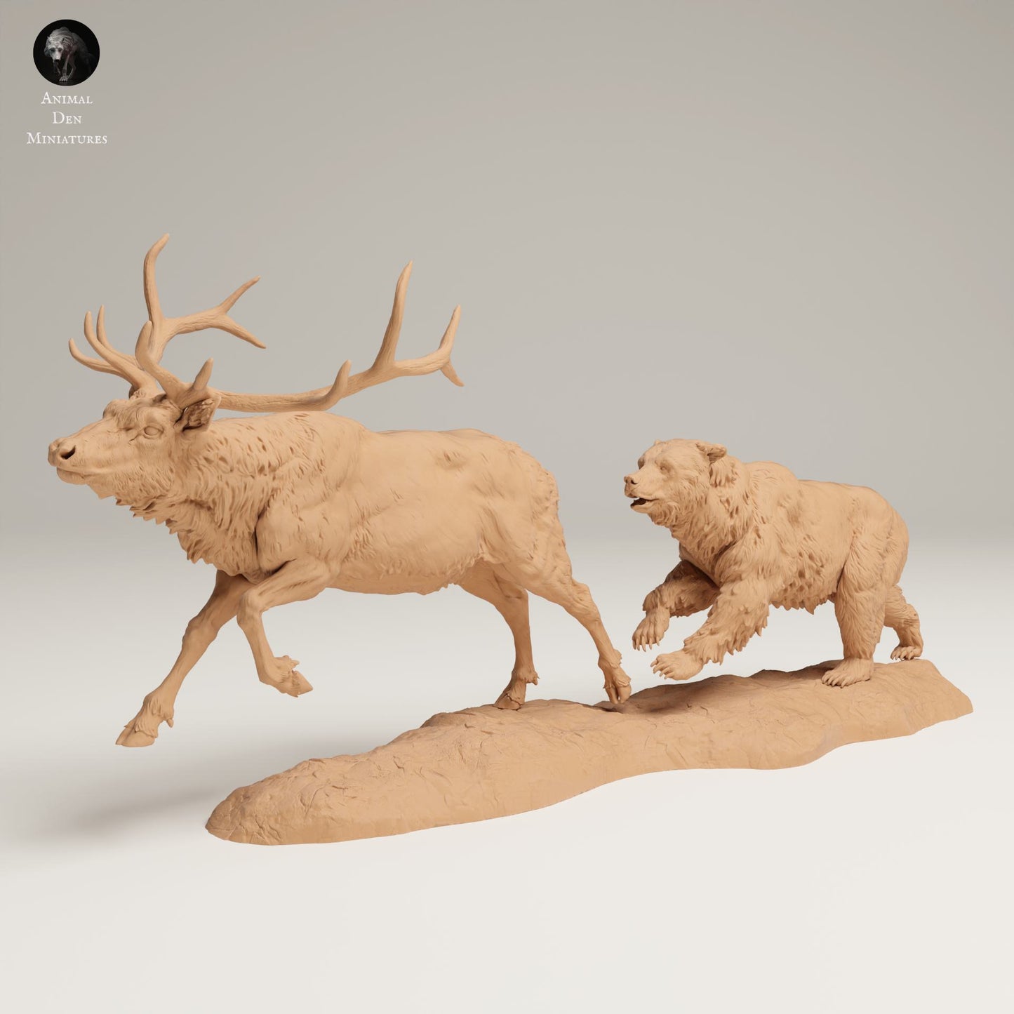 Produktfoto Tier Figur Diorama, Modellbau: 0: Wildtier Figur: Grizzly jagt Rocky Mountain Wapiti (Ref 25_06_13)