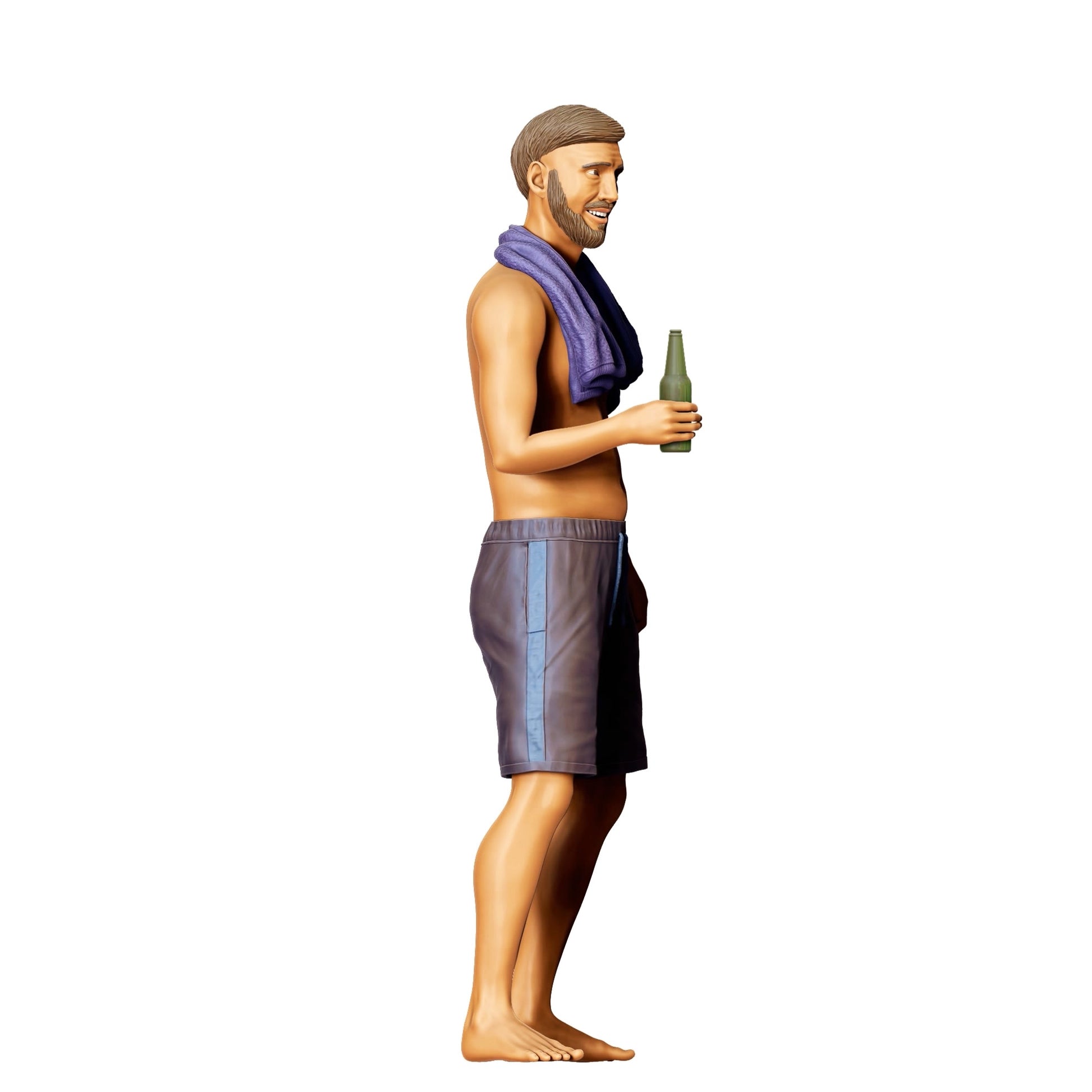 Foto de producto de modelismo de diorama 0: Fiesta en la piscina - Hombre con toalla y botella de cerveza (Ref. Nr. 321)