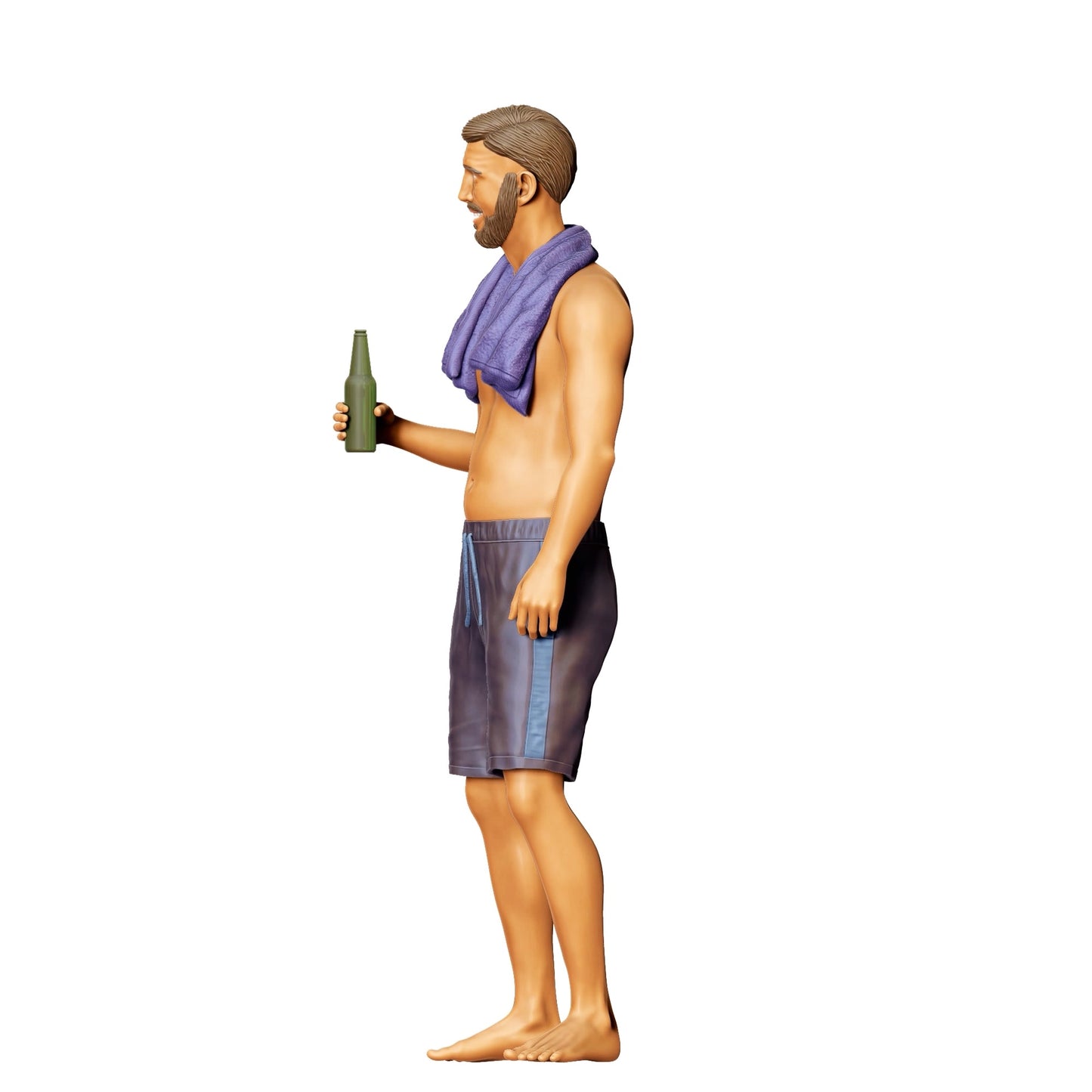Foto de producto de modelismo de diorama 0: Fiesta en la piscina - Hombre con toalla y botella de cerveza (Ref. Nr. 321)