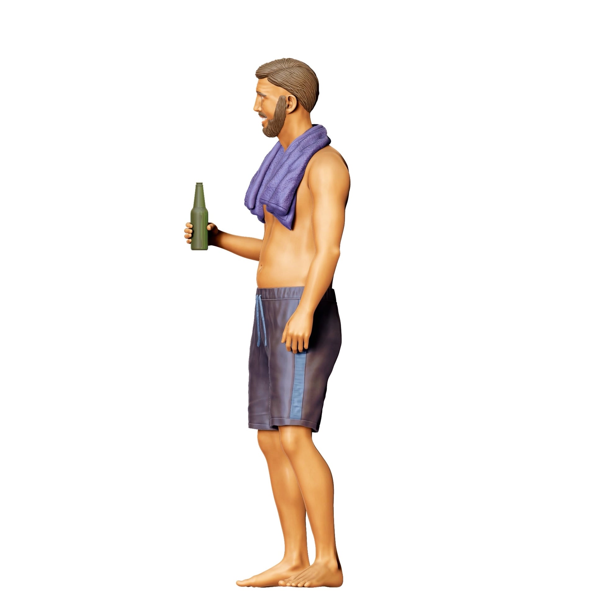 Foto de producto de modelismo de diorama 0: Fiesta en la piscina - Hombre con toalla y botella de cerveza (Ref. Nr. 321)