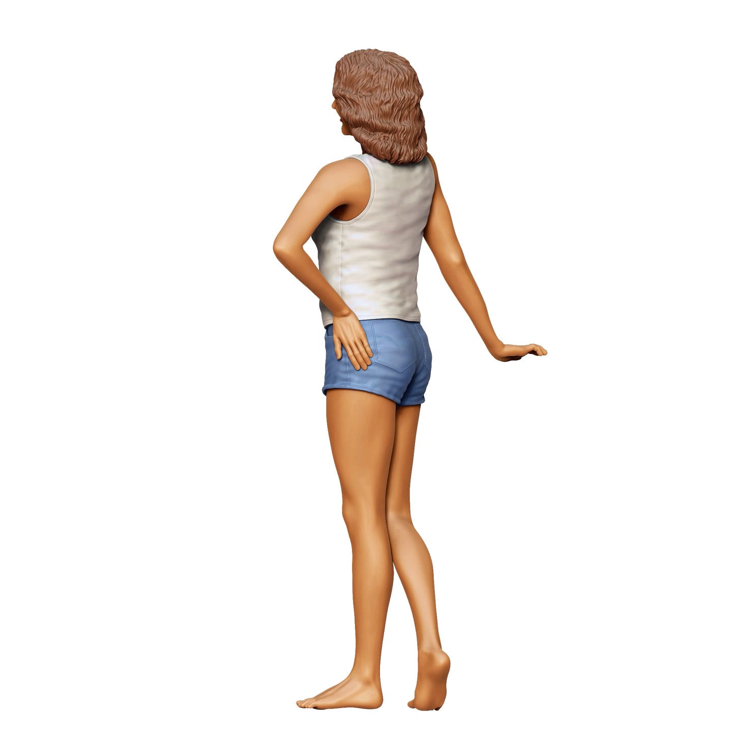 Diorama Modellbau Produktfoto 0: Frau in Tanktop und Shorts – Figur in lockerer Sommerpose (Ref. Nr. 436)