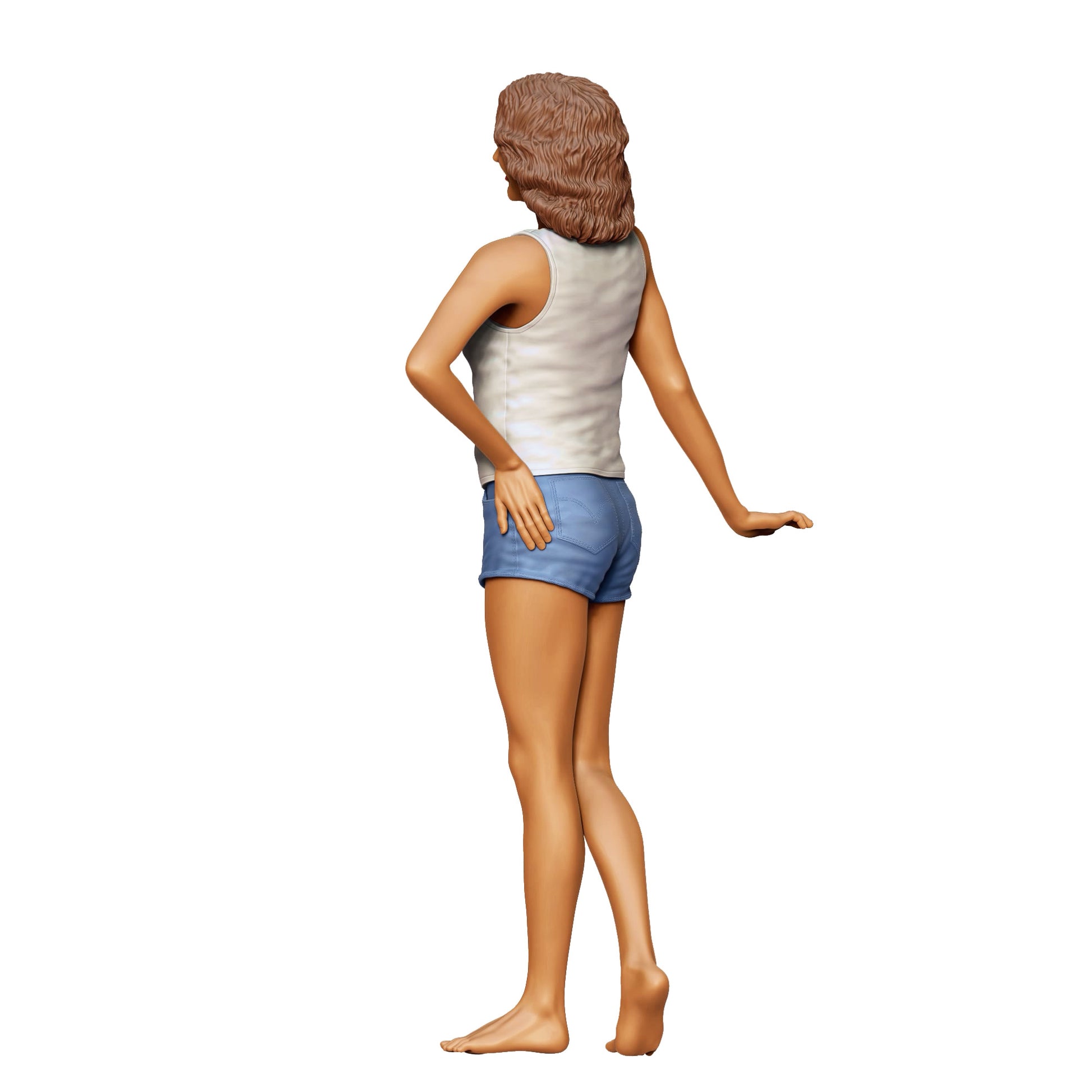 Diorama Modellbau Produktfoto 0: Frau in Tanktop und Shorts – Figur in lockerer Sommerpose (Ref. Nr. 436)