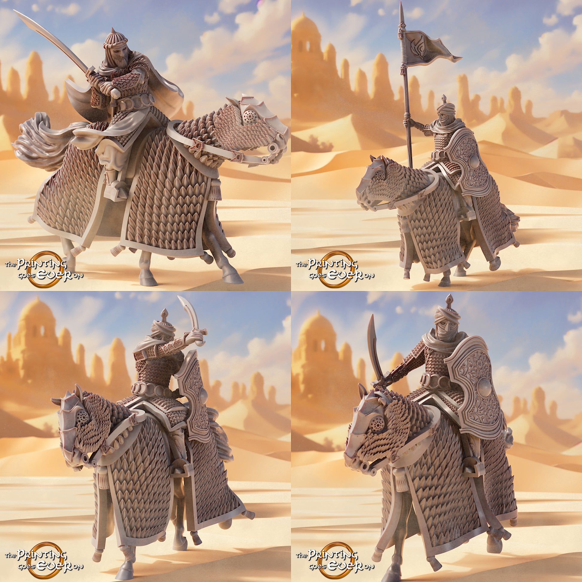 Foto del producto Tabletop 28mm The Printing Goes Ever On (TPGEO) 0: Jinete del Este: Capitán y seguidores a caballo - Nómadas orientales del desierto