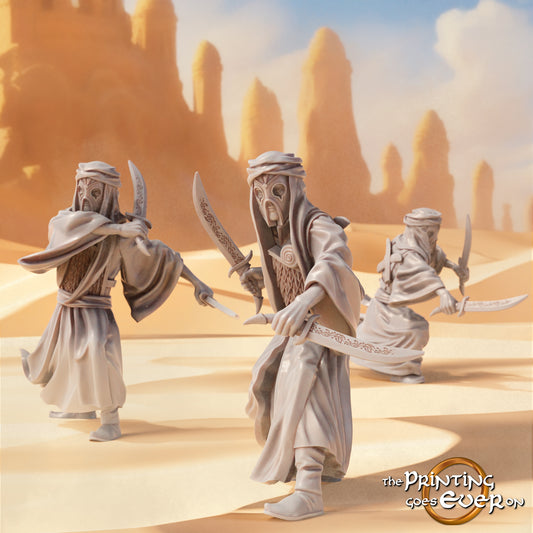 Produktfoto Tabletop 28mm The Printing Goes Ever On (TPGEO)  0: Assassinen des Ostens: Heimliche Schatten mit vergifteten Waffen - Orientalische Elitekrieger