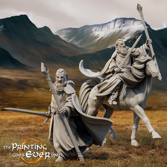 Produktfoto Tabletop 28mm The Printing Goes Ever On (TPGEO)  0: Zauberer Gollnir Reiter und zu Fuß: Mächtiger Magier