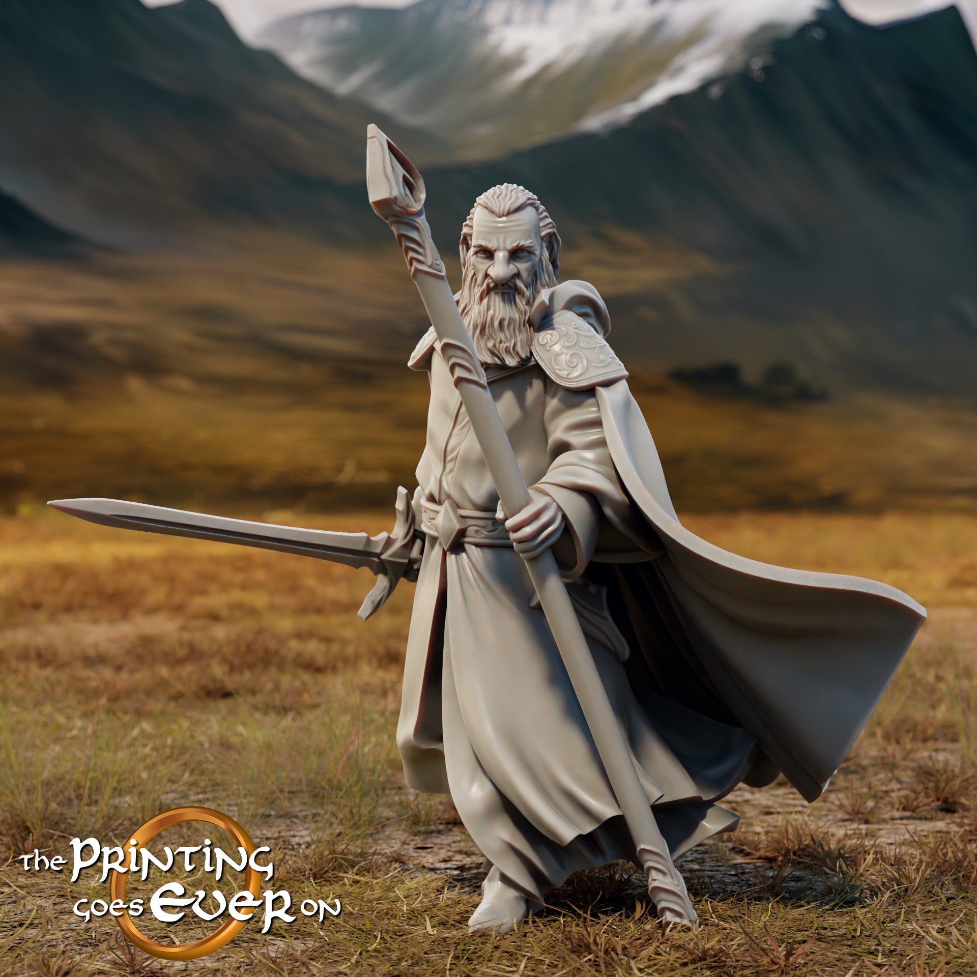 Produktfoto Tabletop 28mm The Printing Goes Ever On (TPGEO)  0: Zauberer Gollnir Reiter und zu Fuß: Mächtiger Magier