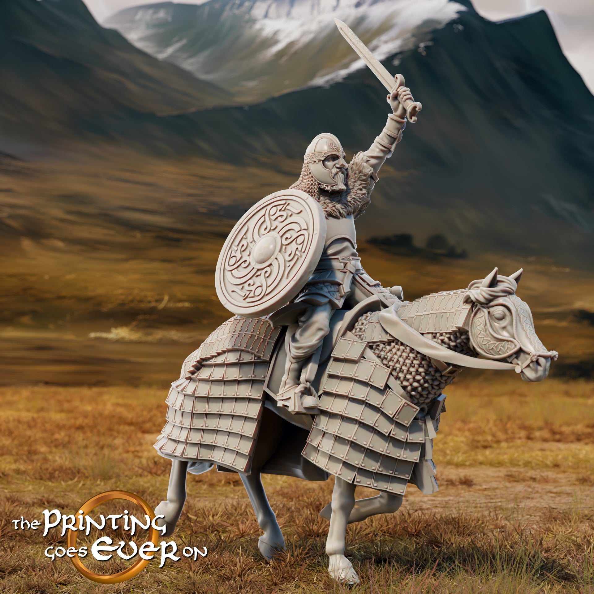 Foto del producto Tabletop 28mm The Printing Goes Ever On (TPGEO) 0: Rey Teobald a caballo y a pie: Poderoso rey de los humanos