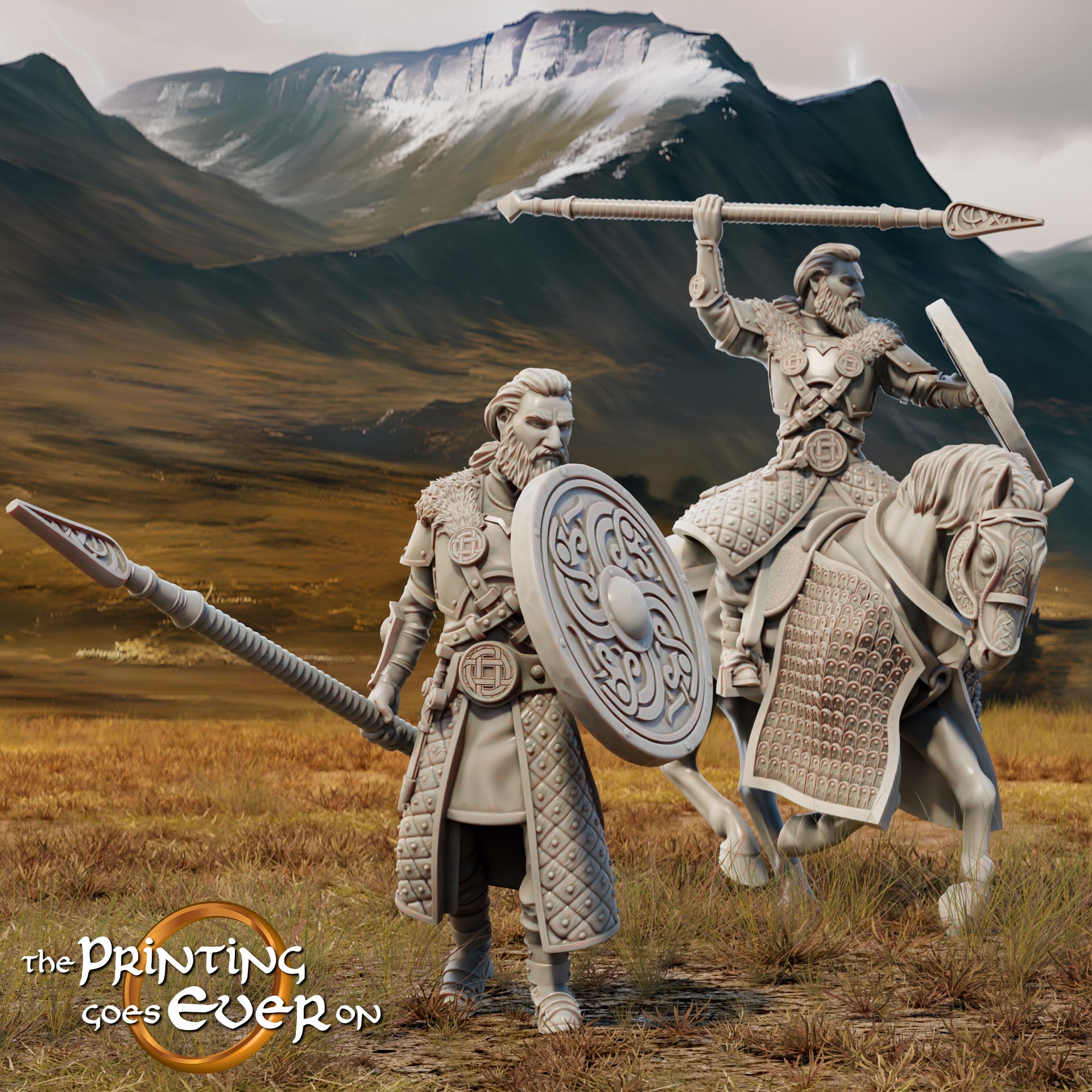 Foto del producto Tabletop 28mm The Printing Goes Ever On (TPGEO) 0: Comandante Ebremer a caballo y a pie: Leal general del rey