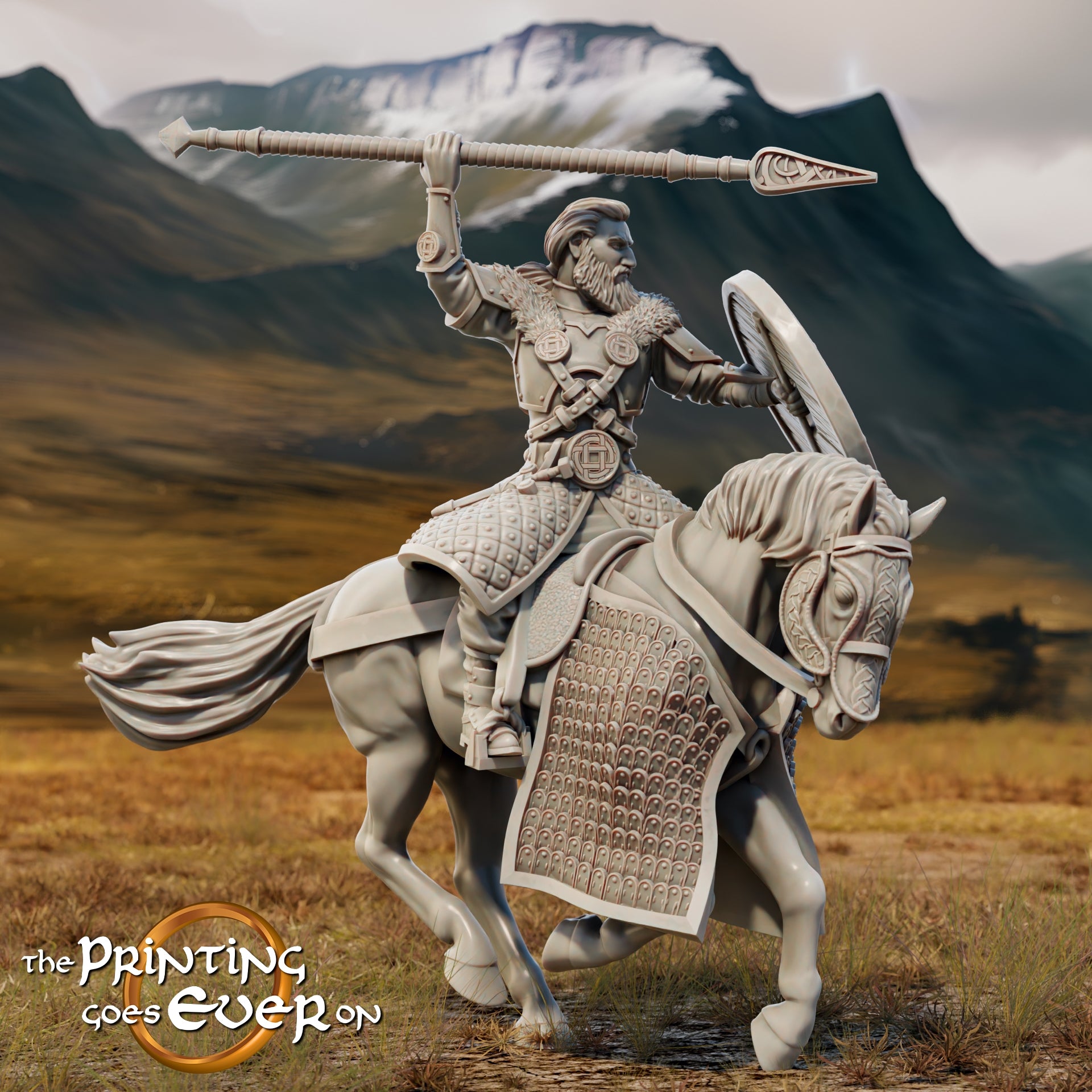 Foto del producto Tabletop 28mm The Printing Goes Ever On (TPGEO) 0: Comandante Ebremer a caballo y a pie: Leal general del rey