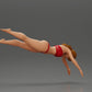 Diorama Modelismo Foto de producto 1: Diorama-miniatura: Mujer en bikini rojo, elegante pose de buceo/salto (Ref Nr. A137)