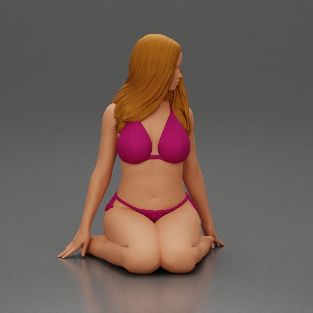 Diorama de modelismo foto de producto 1: Miniatura femenina en bikini, sentada sobre una base plana - Diorama de playa (Ref Nr. A83)